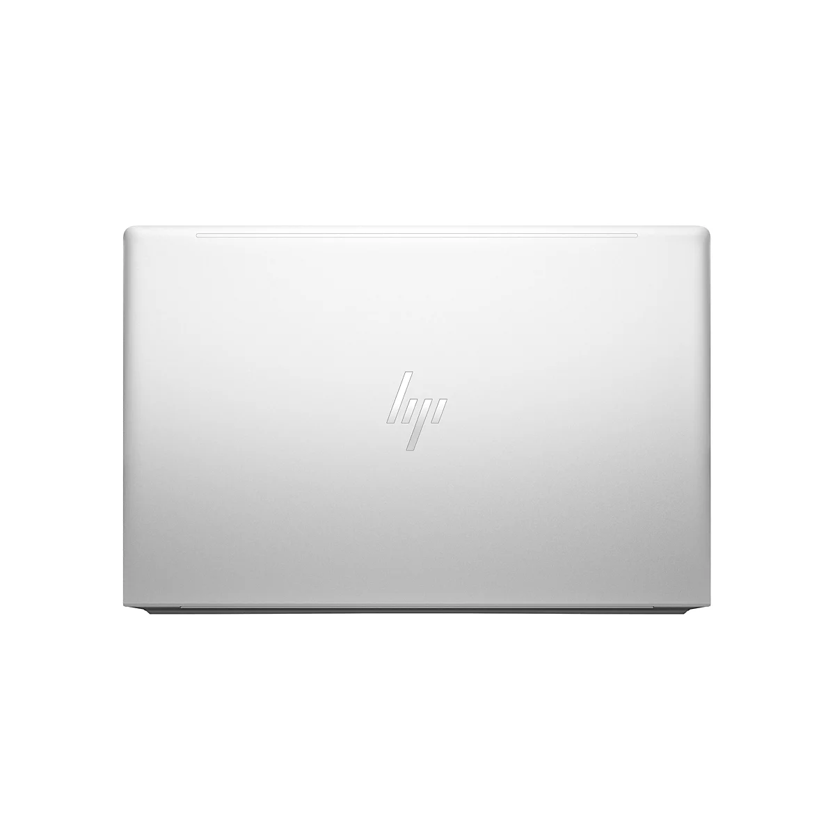 Hellgraues Laptop mit HP-Logo auf dem Deckel.