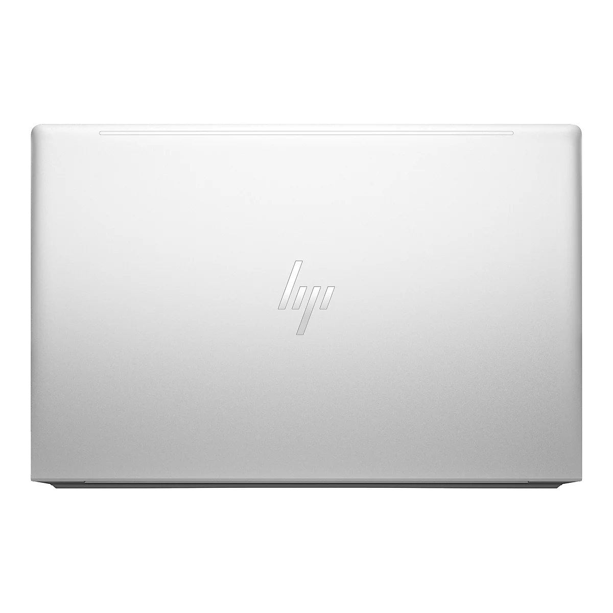 Graues Laptop-Oberteil mit HP Logo mittig. Die OberflÃ¤che ist glatt und reflektierend.