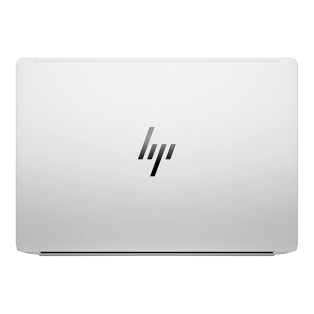 Graues Laptop-GehÃ¤use mit HP-Logo in Schwarz auf weiÃŸem Hintergrund.