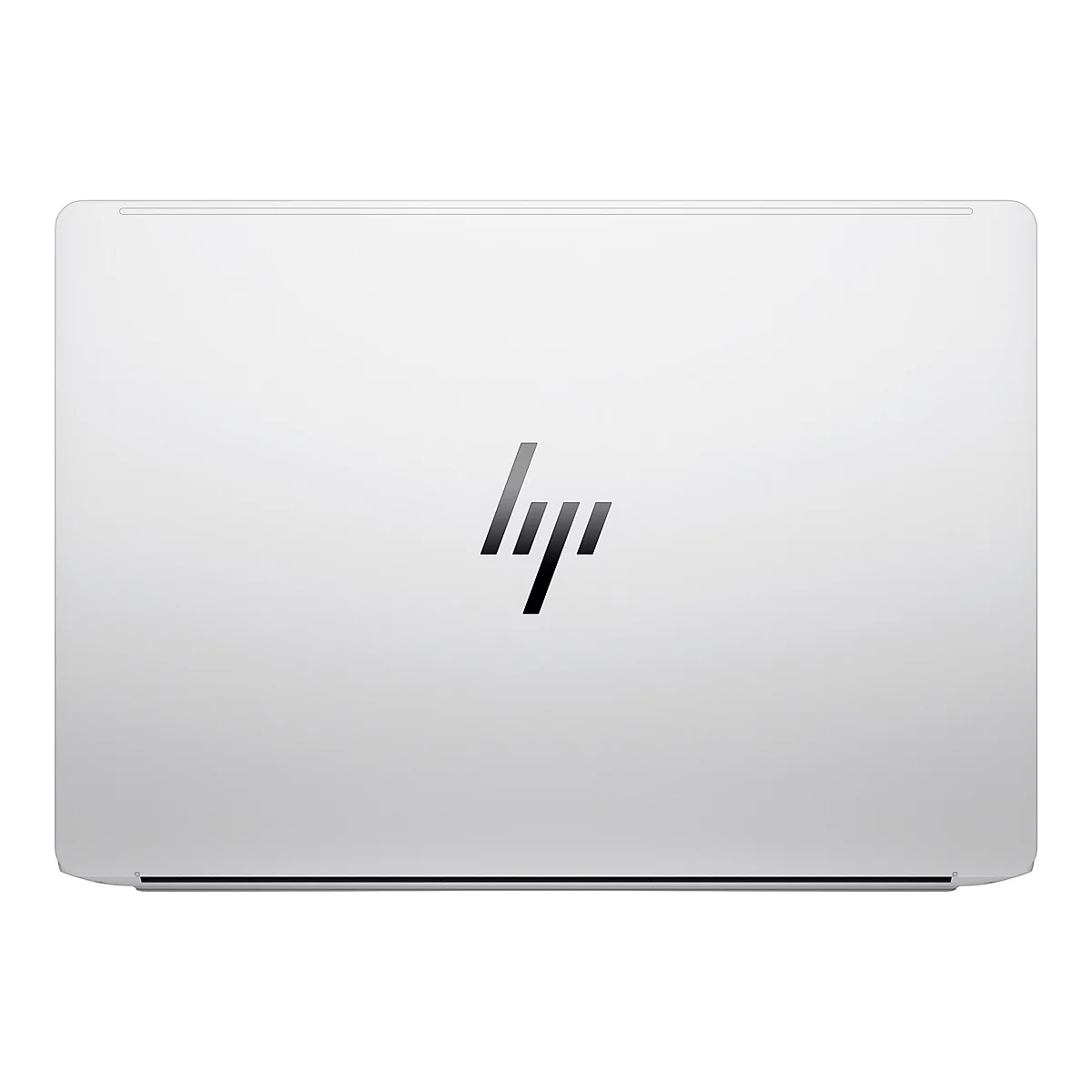 Ein weiÃŸes HP-LaptopgehÃ¤use. Das HP-Logo ist mittig platziert. Es ist ein leichtes, elegantes Design.
