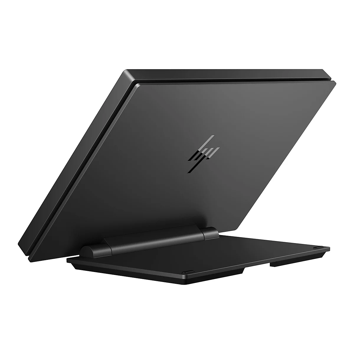 Schwarzes HP POS-Terminal, Display leicht geneigt, HP-Logo sichtbar.