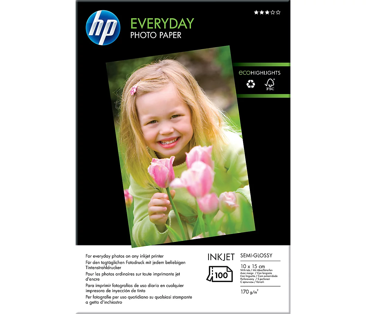 HP fotopapier Everyday, glanzend, 10 x 15 cm, 100 vellen