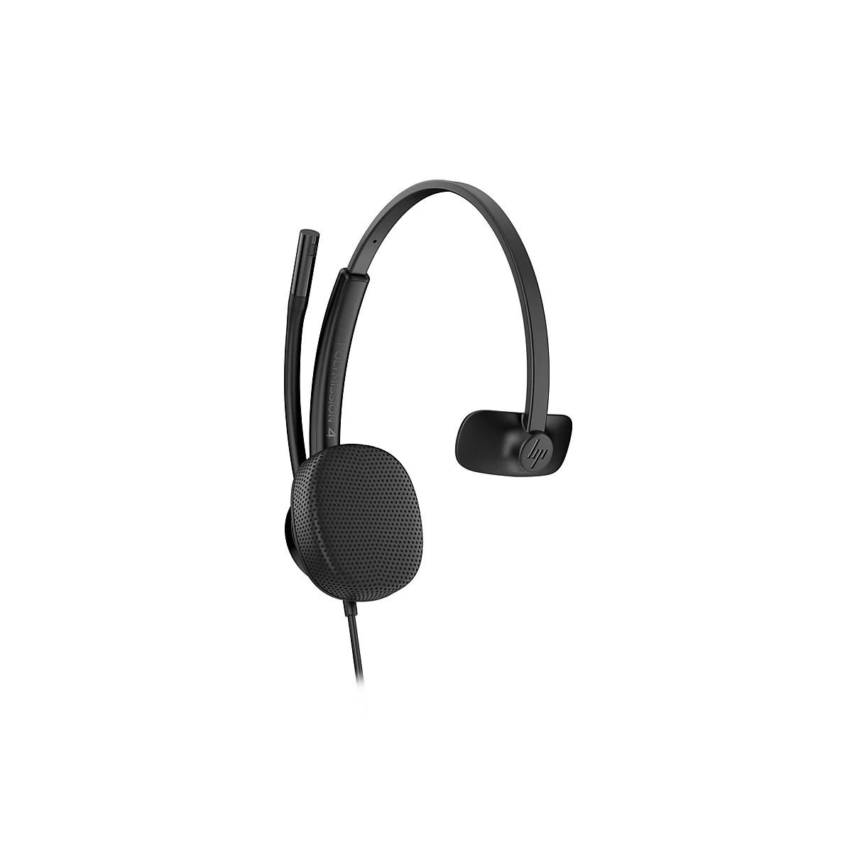 Schwarzes HP Headset mit Mikrofon und gepolsterten Ohrpolstern.