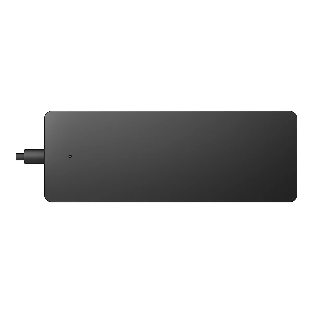 Ein schwarzes, rechteckiges GerÃ¤t mit Kabel und einem kleinen Punkt.