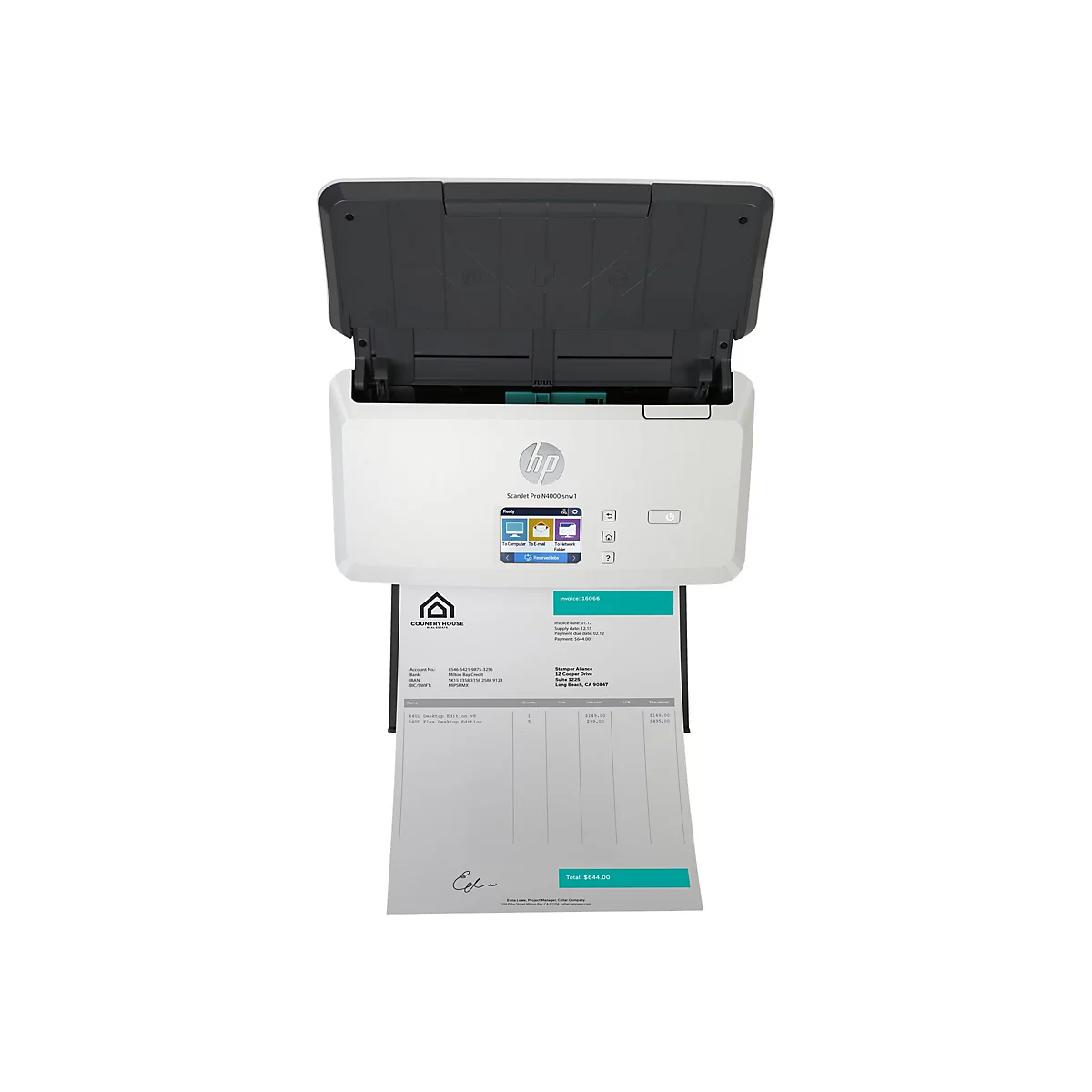 HP Scanjet Pro N4000 snw1 Sheet-feed - Dokumentenscanner - Desktop-Gerät - USB 3.0, LAN, Wi-Fi(n)