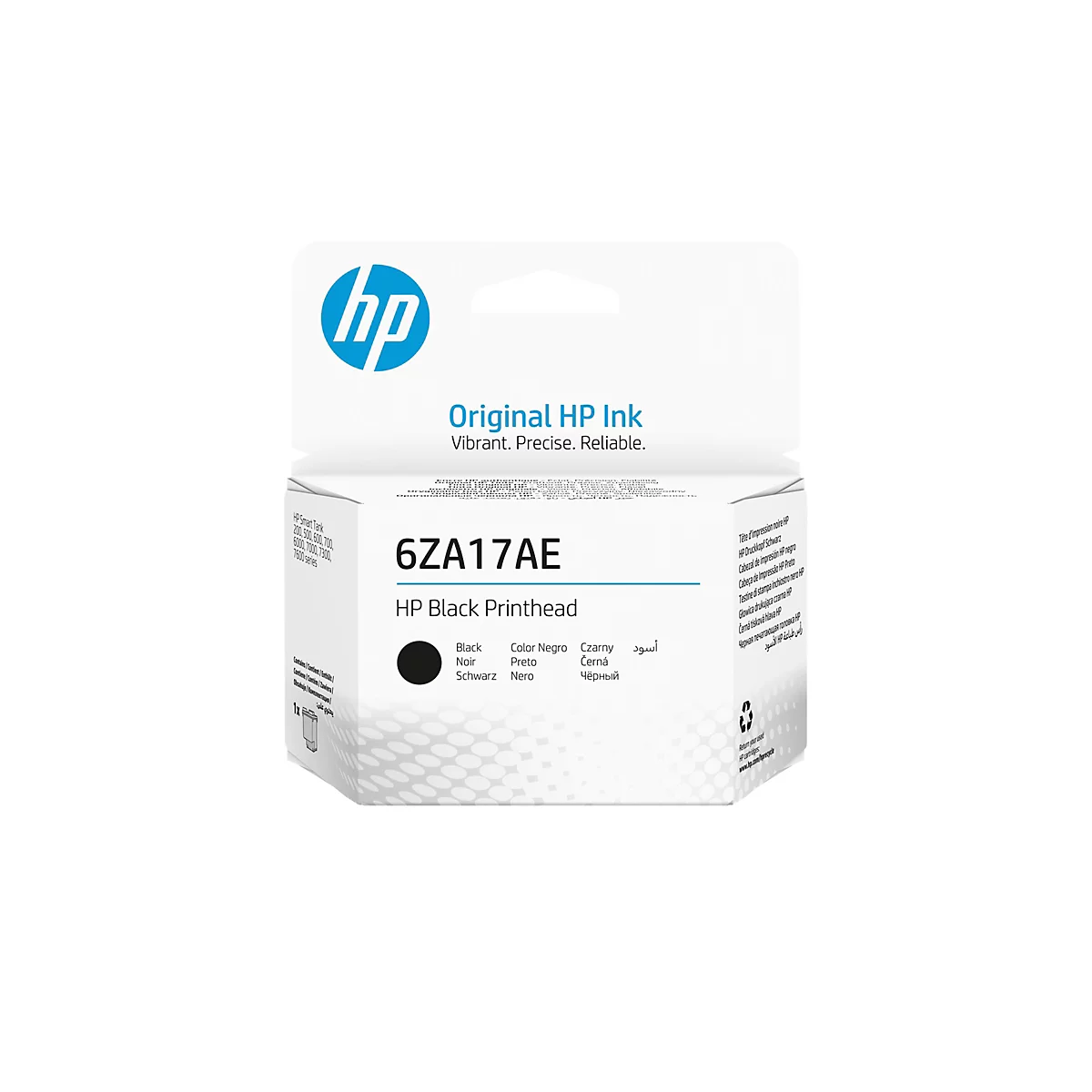 Verpackung einer schwarzen HP-Druckkopfpatrone. Die Verpackung ist weiß mit blauem HP-Logo. Auf der Verpackung steht „Original HP Ink“ und weitere Informationen.