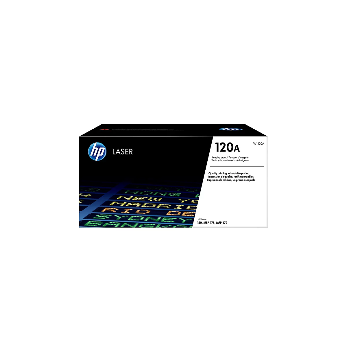 Cartouche d'imprimante laser HP noire, emballage avec logo et nom du produit.