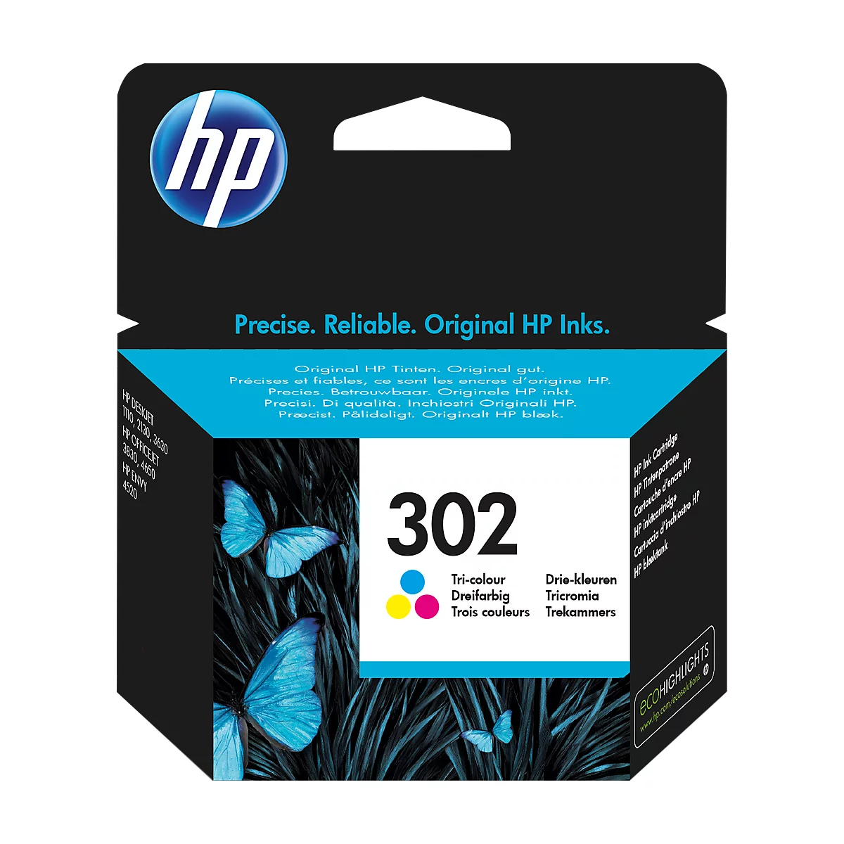 HP Tintenpatrone Nr. 302 color (F6U65AE), original