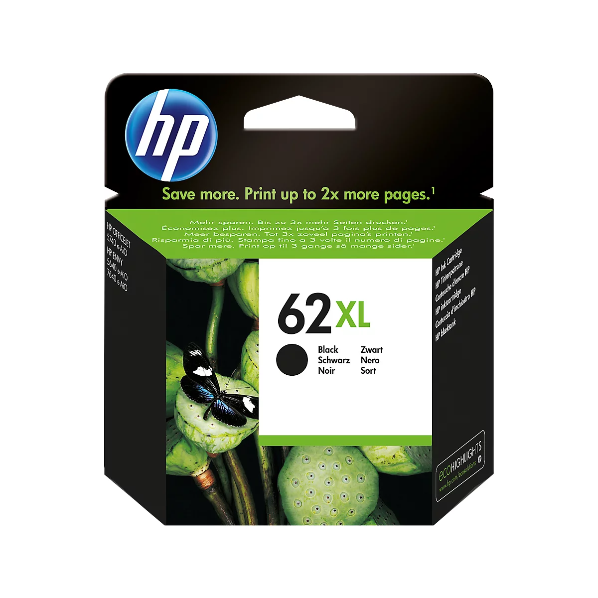 HP Tintenpatrone Nr. 62XL schwarz C2P05AE, original