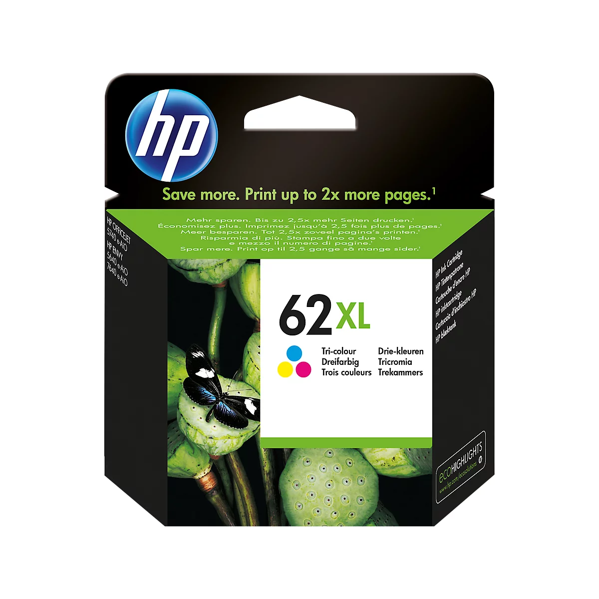 HP Tintenpatrone Nr. 62XL Tri-Color C2P07AE, original