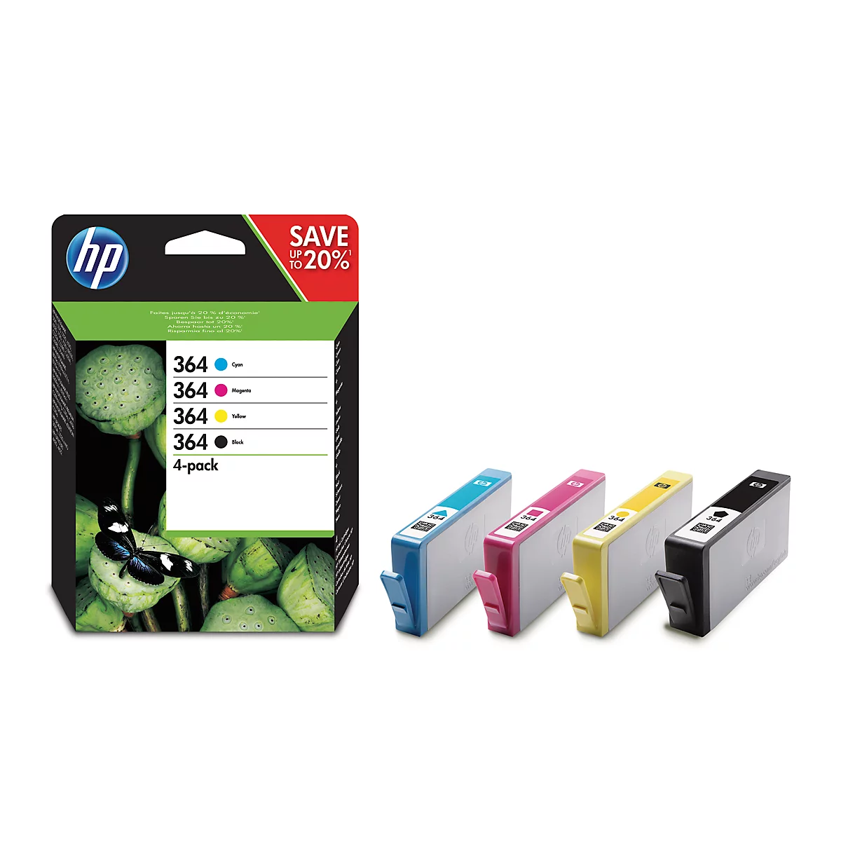 HP Tintenpatronen Nr. 364 SET, schwarz, cyan, magenta, gelb (N9J73AE), original