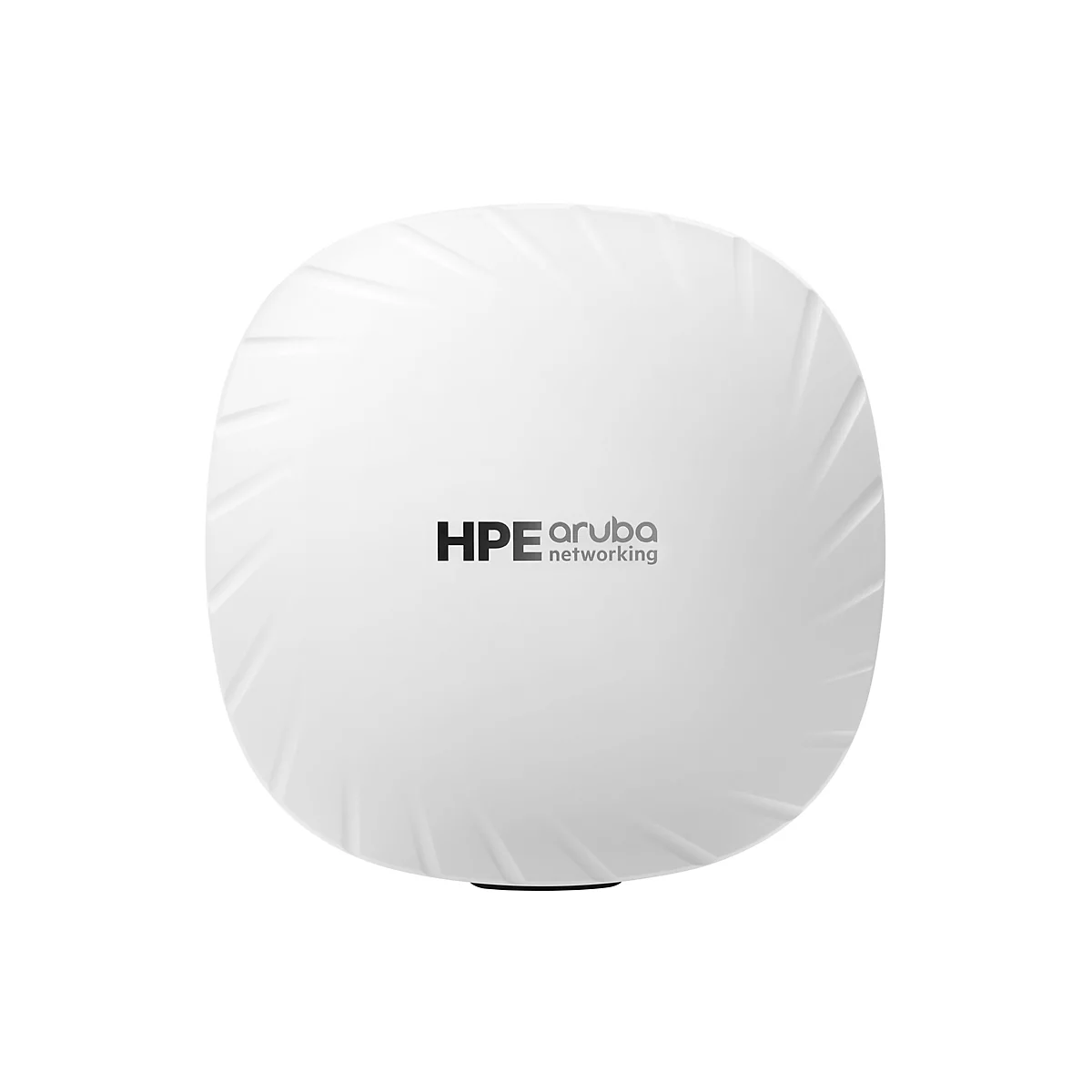 Ein weißes, rundes Netzwerkgerät mit dem Logo "HPE Aruba networking".