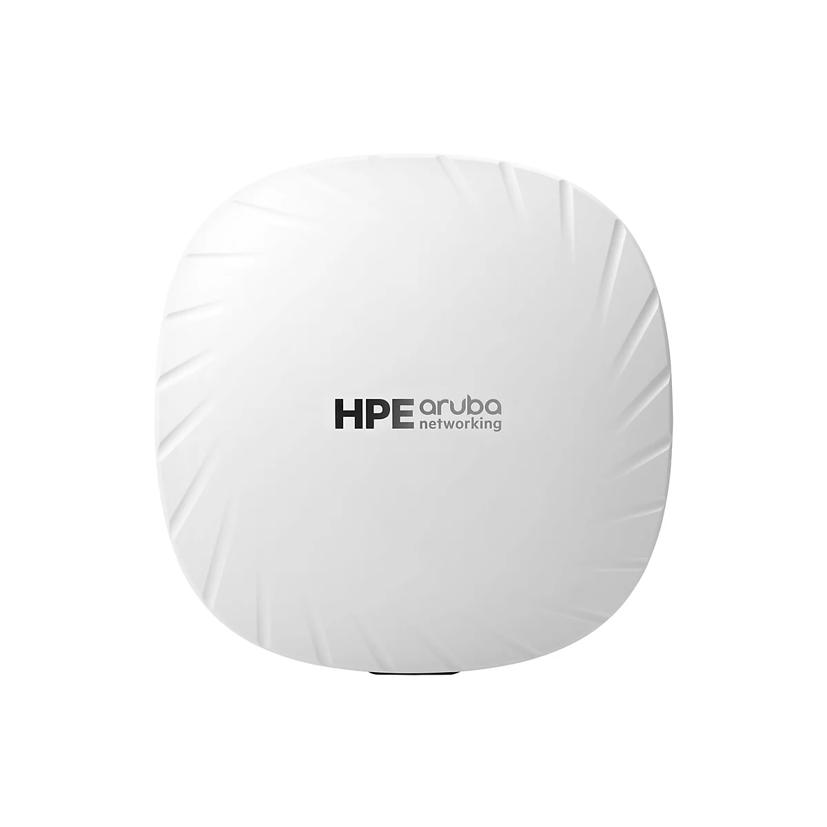 Rundes, weißes Aruba-Netzwerkgerät mit dem HPE-Logo.