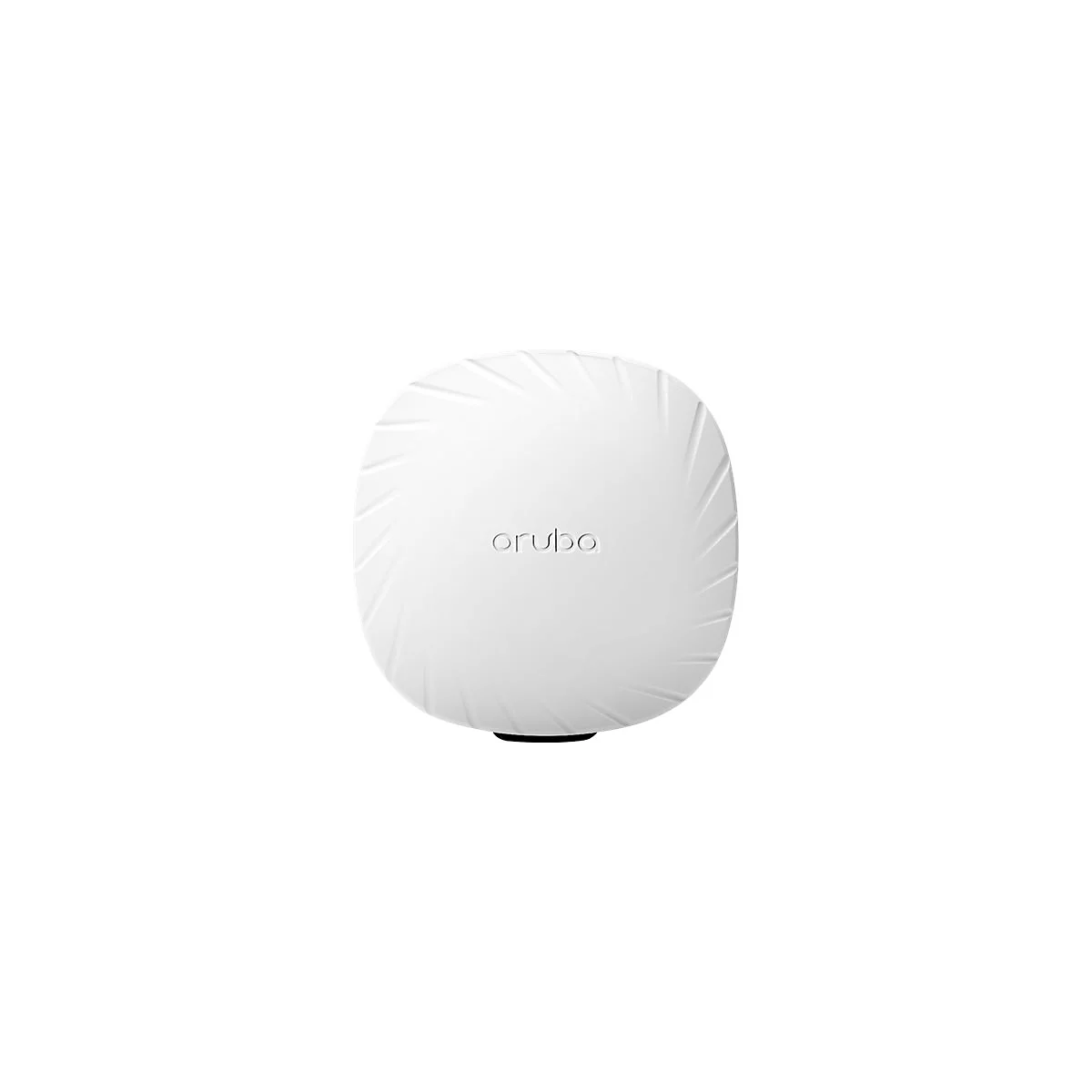 Appareil Aruba blanc et rond avec texture côtelée et logo.