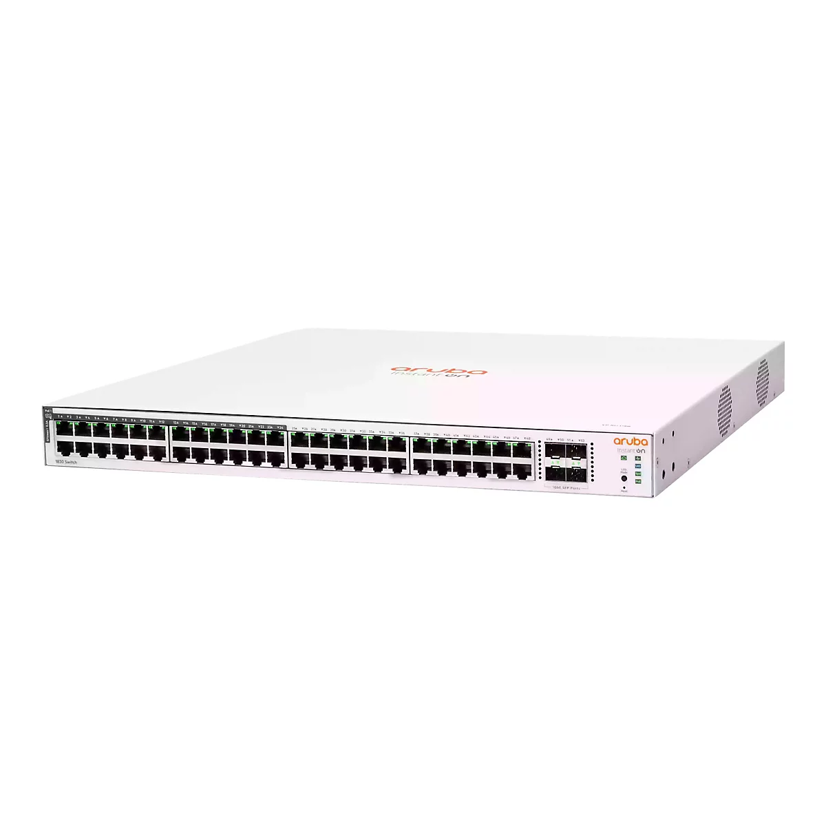 HPE Networking Instant On 1830 48G 24p Class4 PoE 4SFP 370W Switch - Switch - Smart - 24 x 10/100/1000 + 24 x 10/100/1000 (PoE+) + 4 x Gigabit SFP - Desktop, an Rack montierbar - PoE+ (370 W)