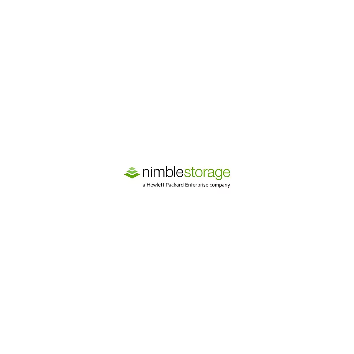Logo von Nimble Storage: Ein grünes Logo mit dem Wort "nimble" in Schwarz und "storage" in Grün, darunter der Text "a Hewlett Packard Enterprise company".