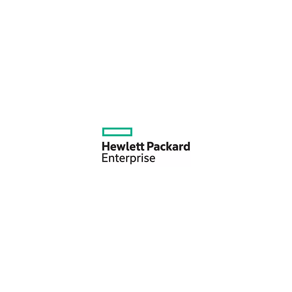 HPE-Logo mit grüner Rechteckform, Schriftzug Hewlett Packard Enterprise.