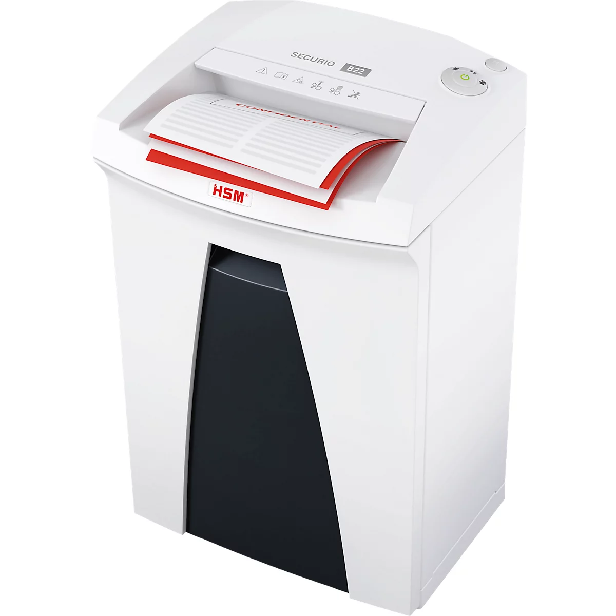 HSM SECURIO B22 papiervernietiger, veiligheidsniveau 2, strooksnede 3,9 mm, 15 vel, wit