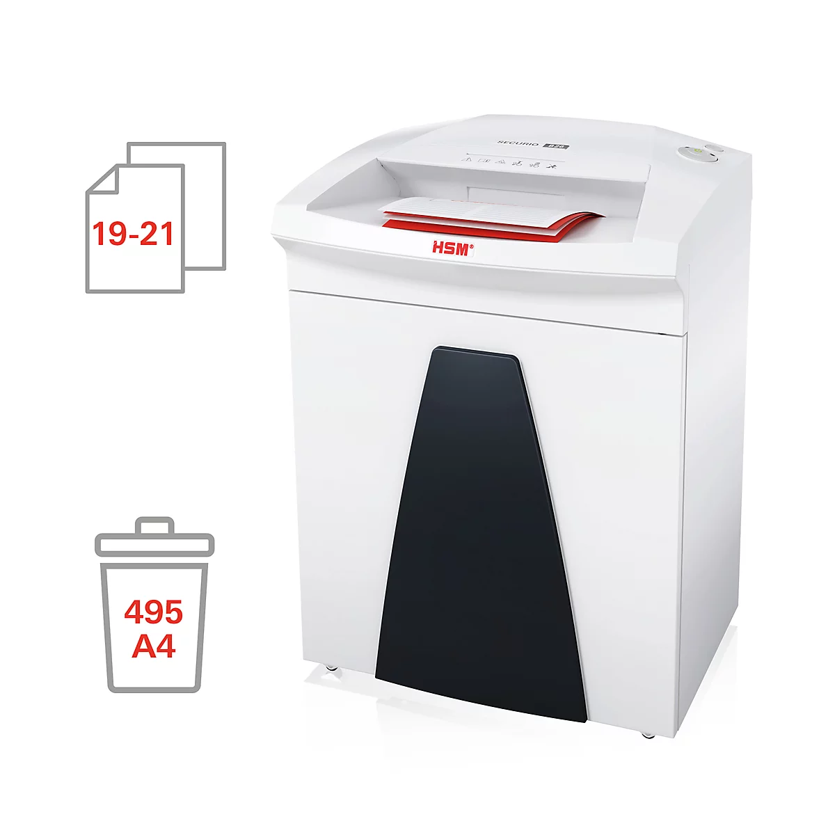 HSM SECURIO B26 papiervernietiger, veiligheidsniveau 2, strooksnede 3,9 mm, 21 vel, wit