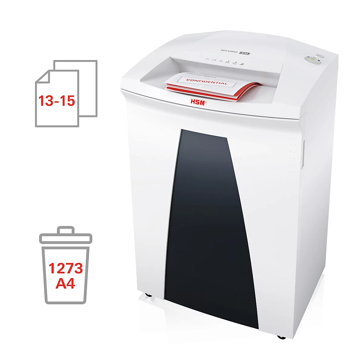 HSM SECURIO B34 papiervernietiger, veiligheidsniveau 5, particle cut, 1,9 mm, 15 vel, wit