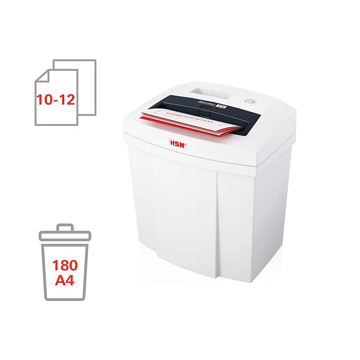 HSM SECURIO C14 papiervernietiger, veiligheidsniveau 2, strooksnede 3,9 mm, 12 vel, wit