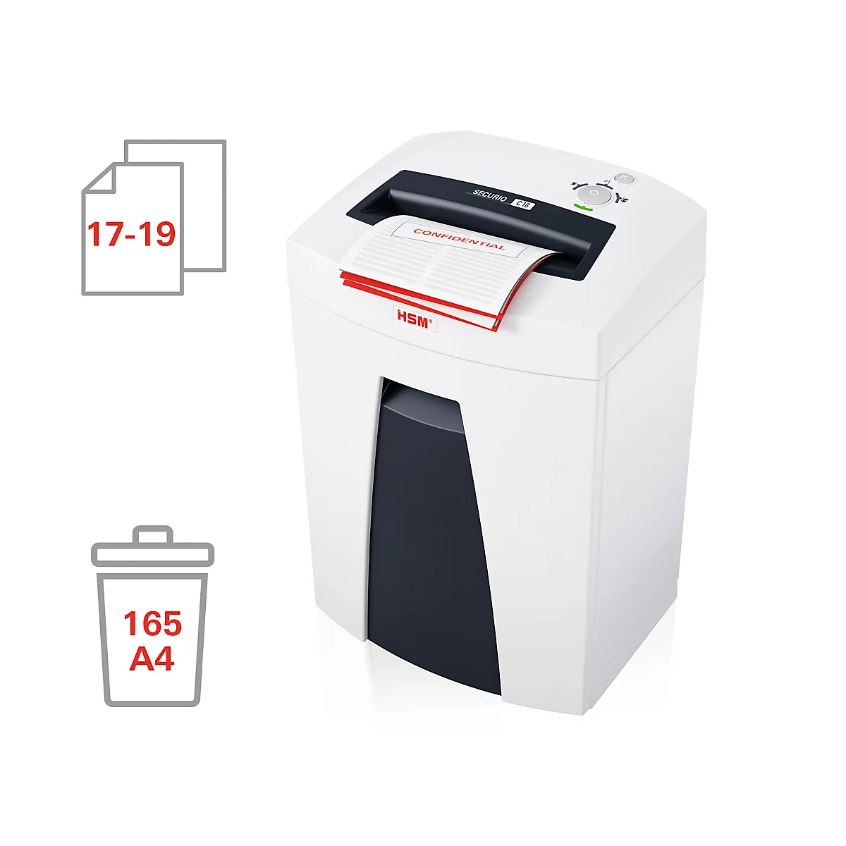 HSM SECURIO C18 papiervernietiger, veiligheidsniveau 2, strooksnede 5,8 mm, 19 vel, wit