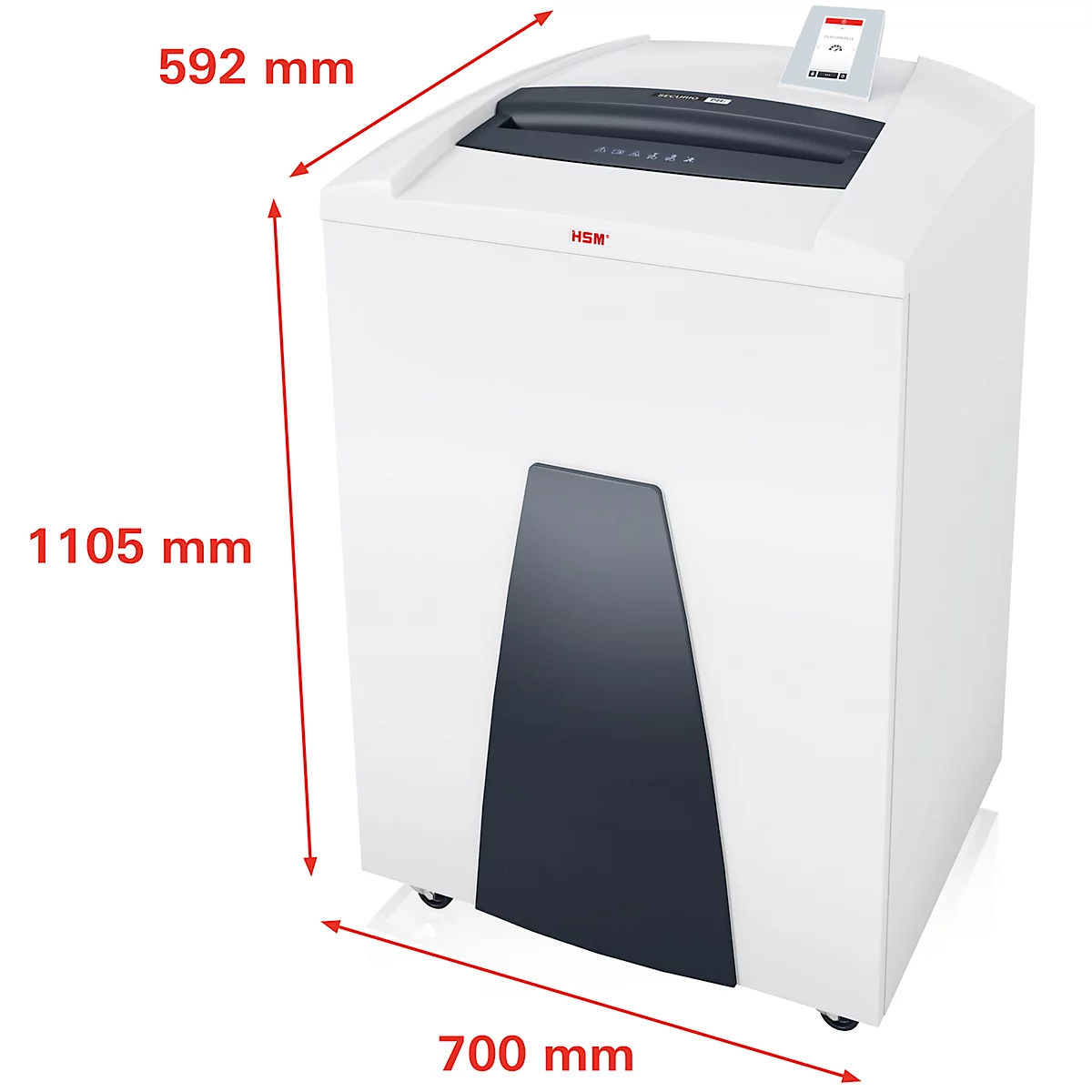 HSM SECURIO P44i papiervernietiger, veiligheidsniveau 2, strooksnede 3,9 mm, 63 vel, wit