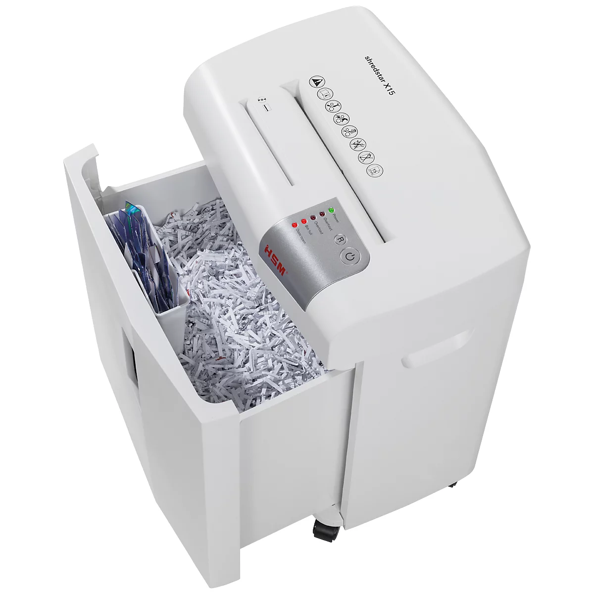 HSM shredstar X15 papiervernietiger, veiligheidsniveau 4, deeltjes 4 x 37 mm, 15 vel, wit/zilver