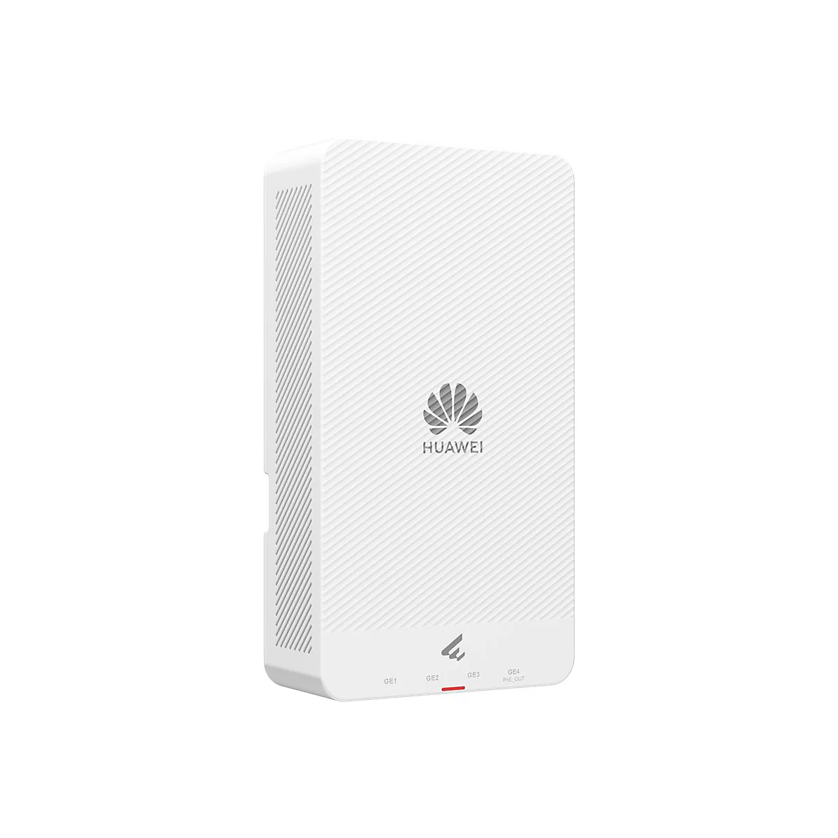 Weißes Huawei-Gerät mit Rippenstruktur und Logo. Unterhalb Anschlussbezeichnungen.