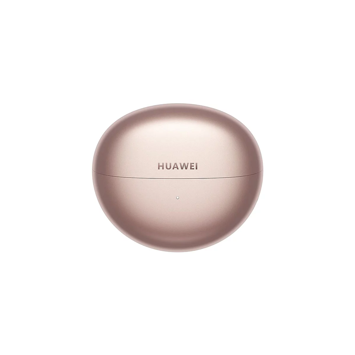 Runde, roségoldene Ladebox mit 'HUAWEI'-Logo.