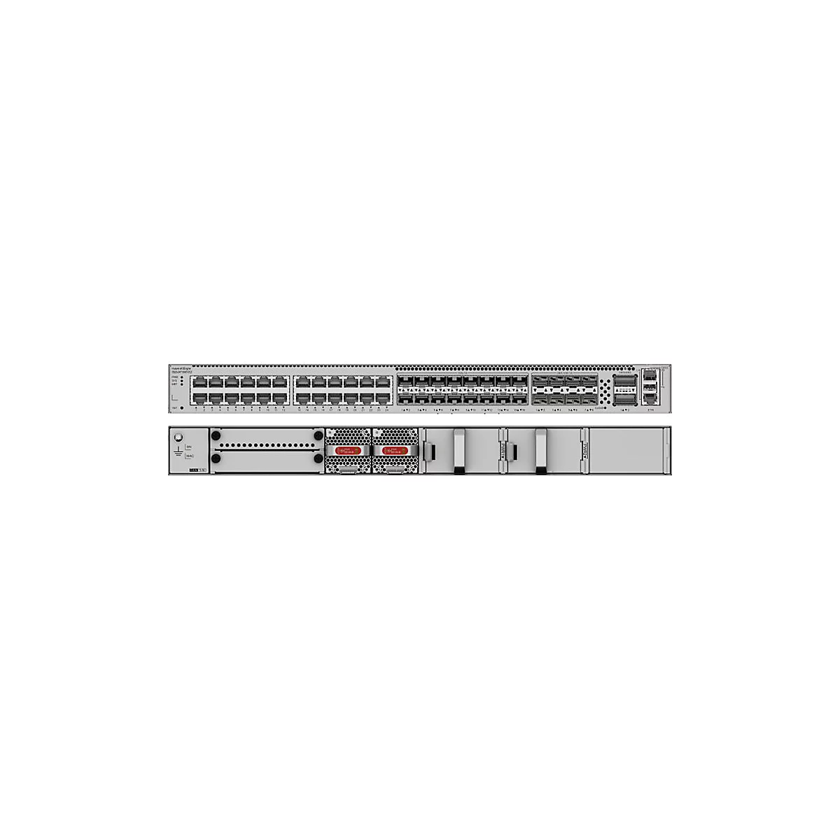 Huawei S620 Series S620-24T16X8Y2CZ - Switch - managed - 24 x 10/100/1000 + 16 x 10Gb Ethernet SFP+ + 2 x 40/100 Gigabit QSFP28 + 8 x 25 Gigabit SFP28 - Front und Seite zu Hinterseite - an Rack montierbar