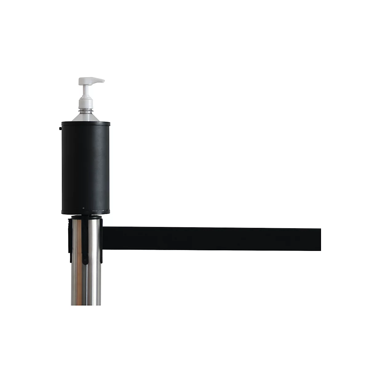 Hygiëne dispenser opzetstuk voor afschermpalen RS-Guidesystems serie GLA 86, inhoud 1 l, Ø 110 x H 200 mm, kunststof &amp; metaal, zwart