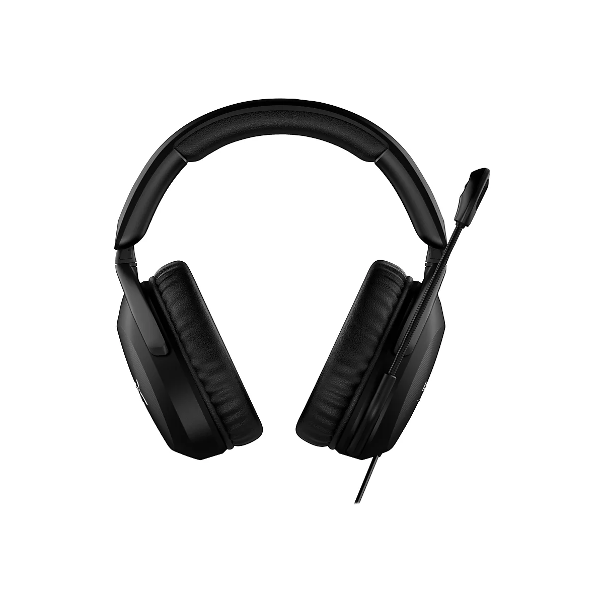 Schwarzer Over-Ear-Kopfhörer mit Mikrofon, vor weißem Hintergrund.