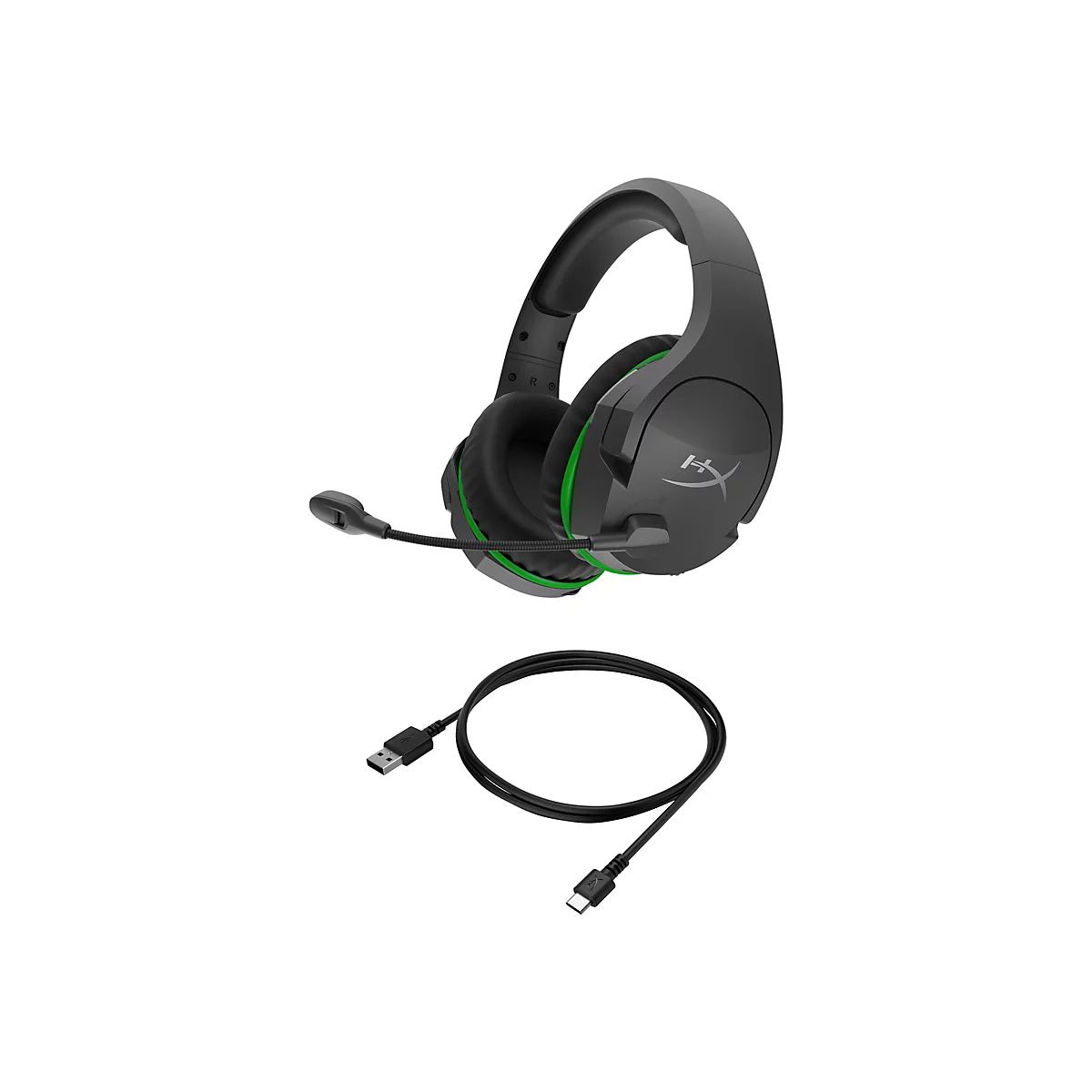 HyperX CloudX Stinger Core - Headset - ohrumschließend - 2,4 GHz - kabellos - Schwarz, grün, Grün-Grau