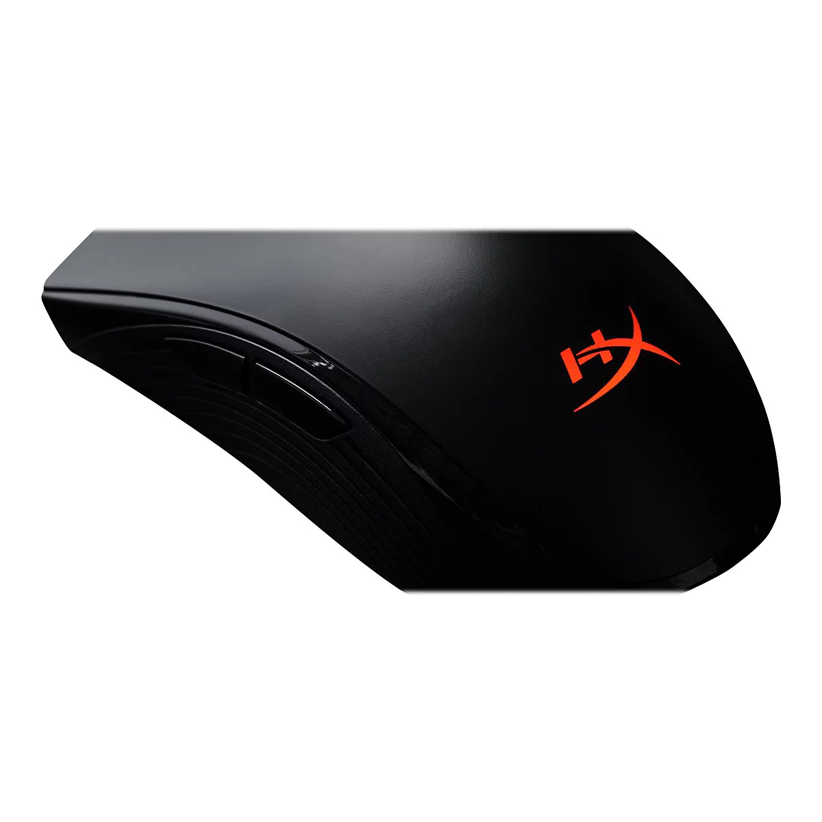Schwarze Computermaus mit HyperX-Logo.