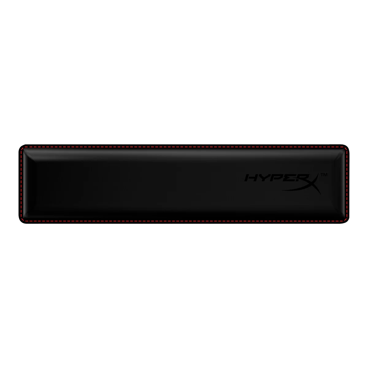 Schwarzes Handgelenkstütze mit roten Nähten und HyperX Logo.