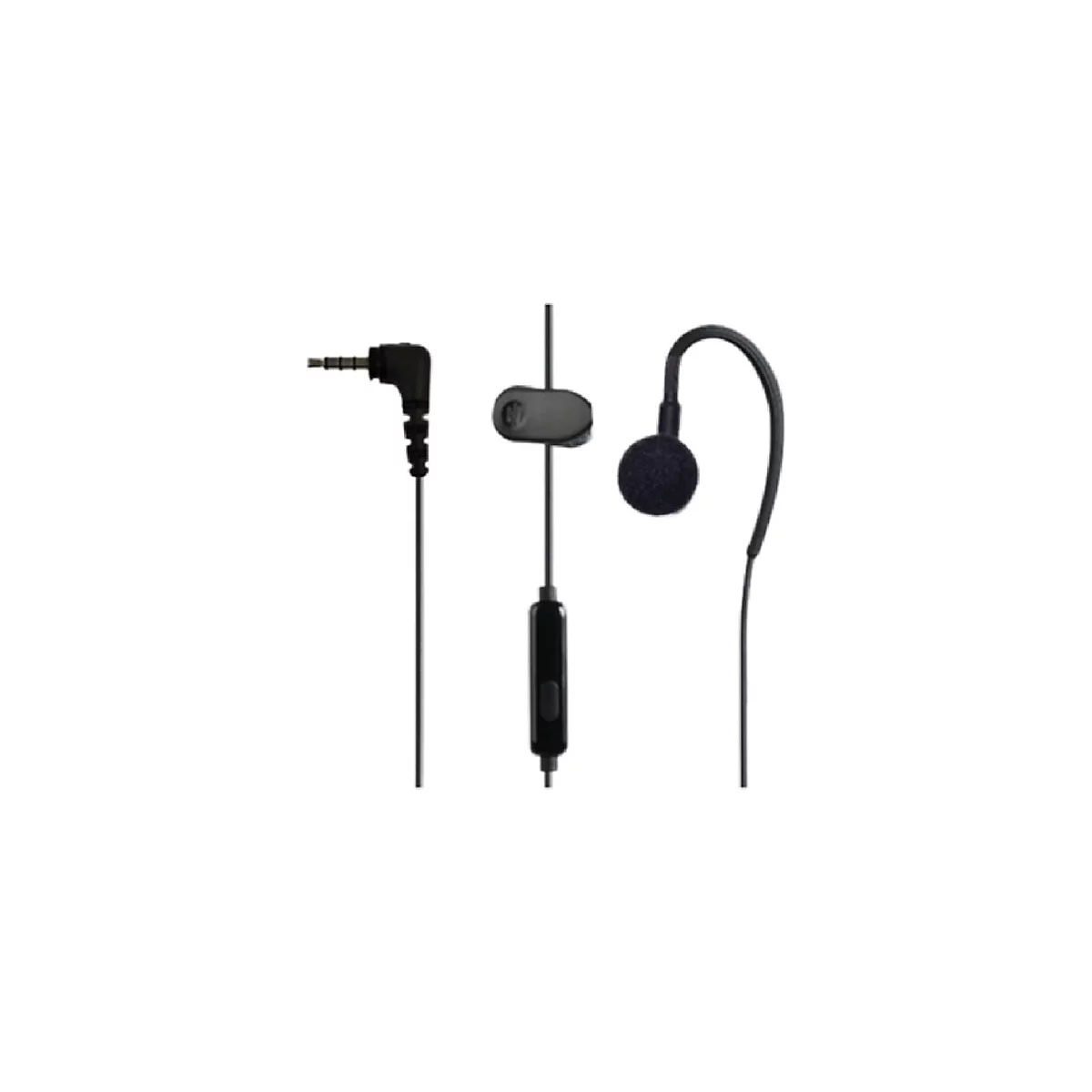 Schwarzes Headset mit Klinkenstecker und Mikrofon.