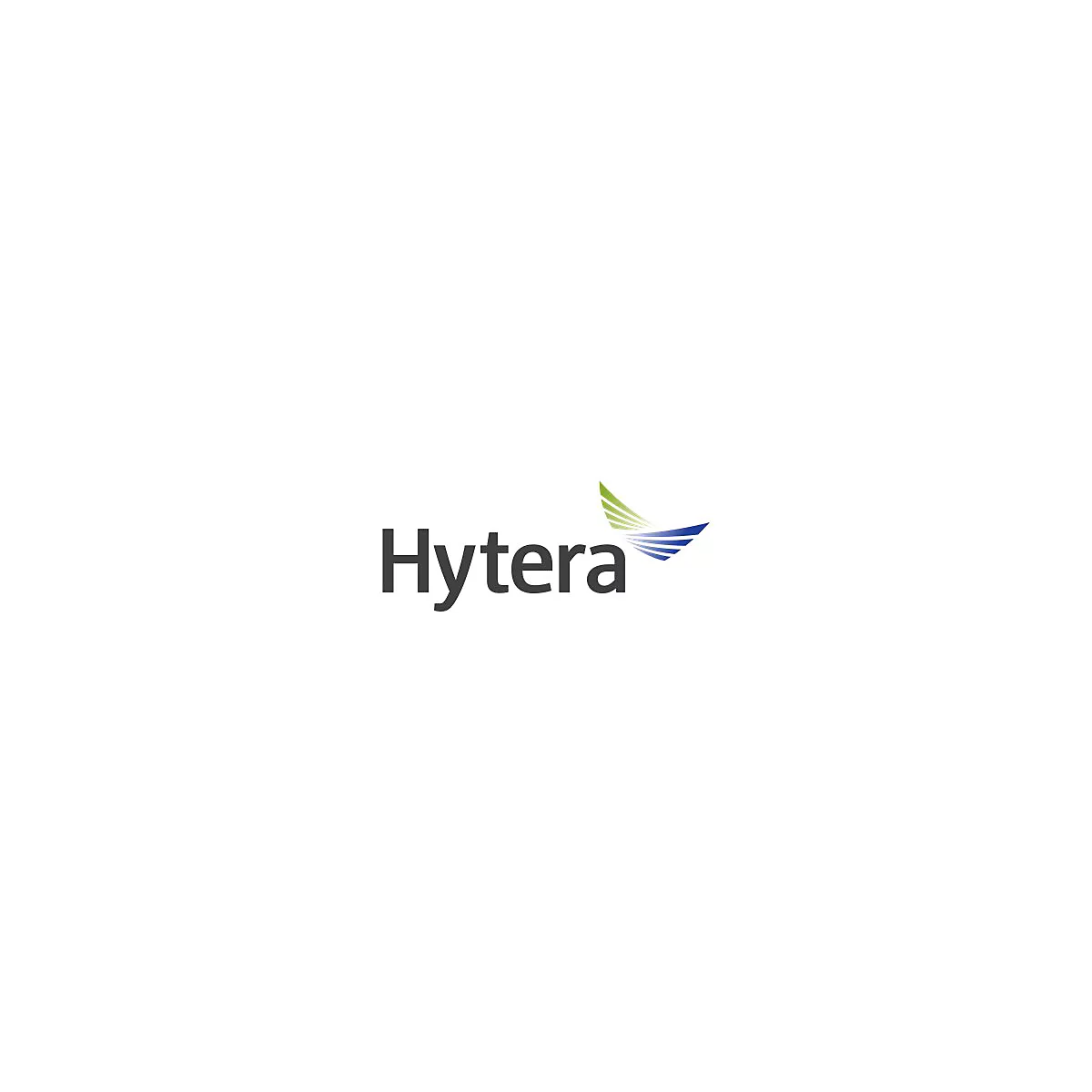 Firmenlogo von Hytera, bestehend aus dem dunkelgrauen Schriftzug Hytera und einem stilisierten, blau-grünen Flügel.