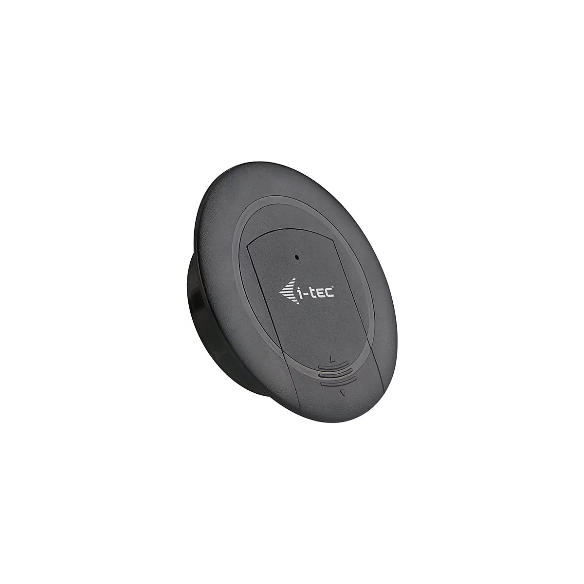 Produit ovale gris avec le logo i-tec. Sur fond blanc.