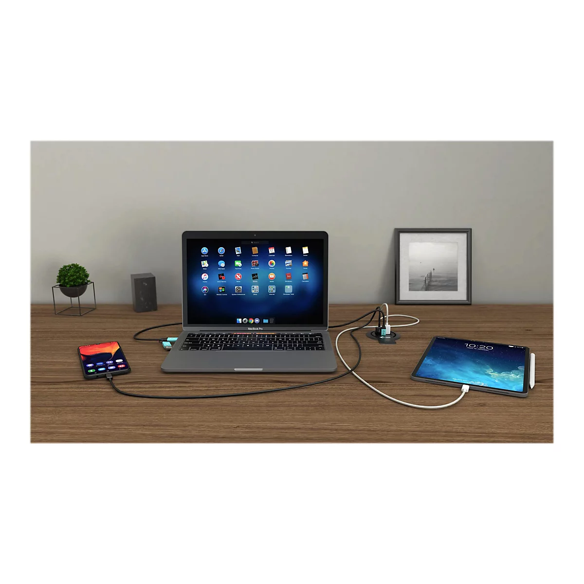i-Tec Built-in Desktop Fast Charger Netzteil - 3 x USB Typ A, USB-C - 96 Watt