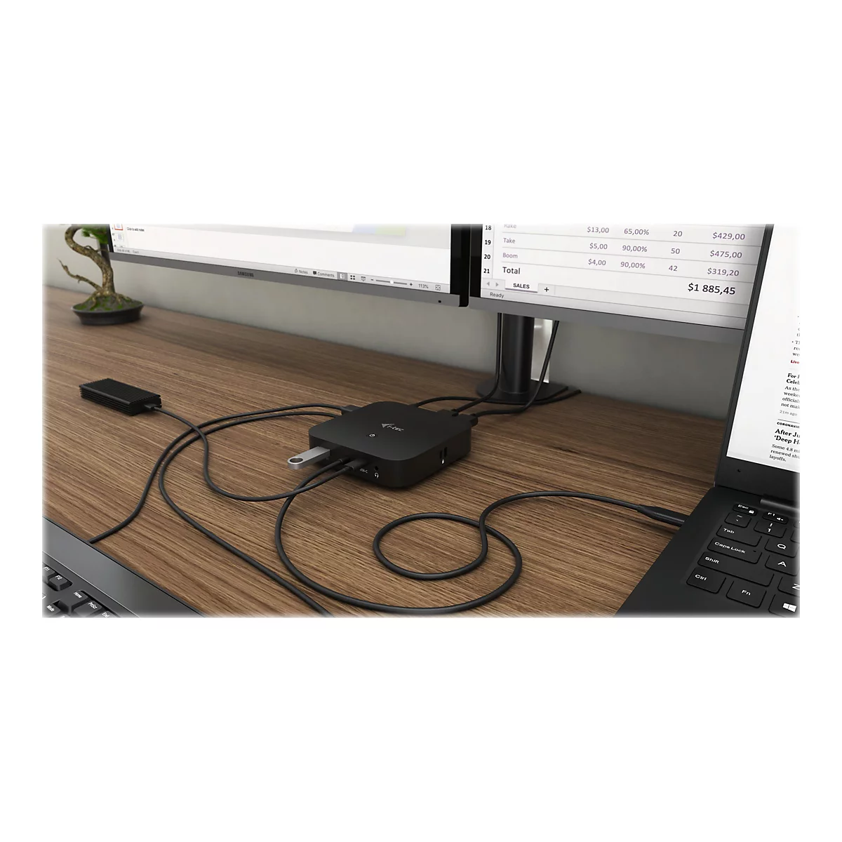 i-Tec - Dockingstation - USB-C 3.1 / Thunderbolt 3 - HDMI, DP++ - 1GbE - 100 Watt