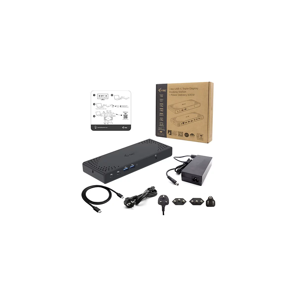 i-Tec - Dockingstation - USB-C / USB4 / Thunderbolt 3 / Thunderbolt 4 - HDMI, 2 x DP++ - 1GbE - 100 Watt