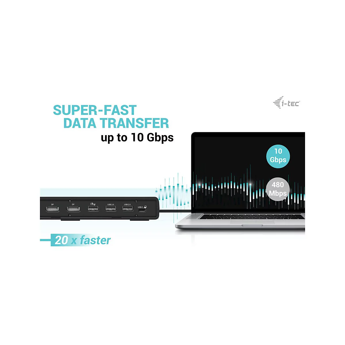 i-Tec - Dockingstation - USB-C / USB4 / Thunderbolt 3 / Thunderbolt 4 - HDMI, 2 x DP++ - 1GbE - 100 Watt