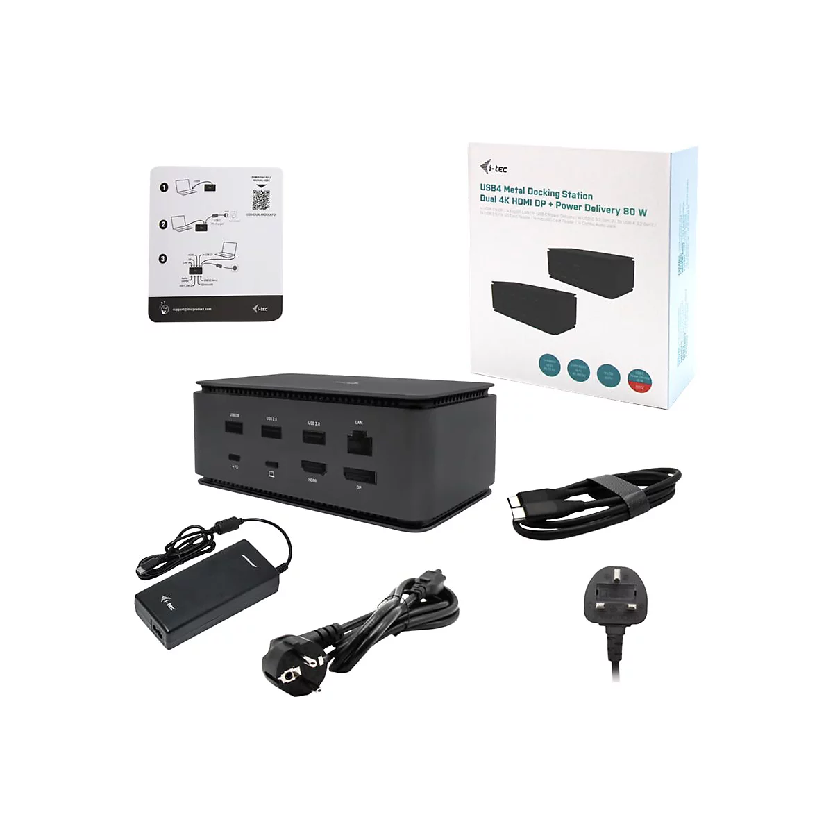 i-Tec - Dockingstation - USB4 / Thunderbolt 4 - HDMI, DP - 1GbE - 112 Watt