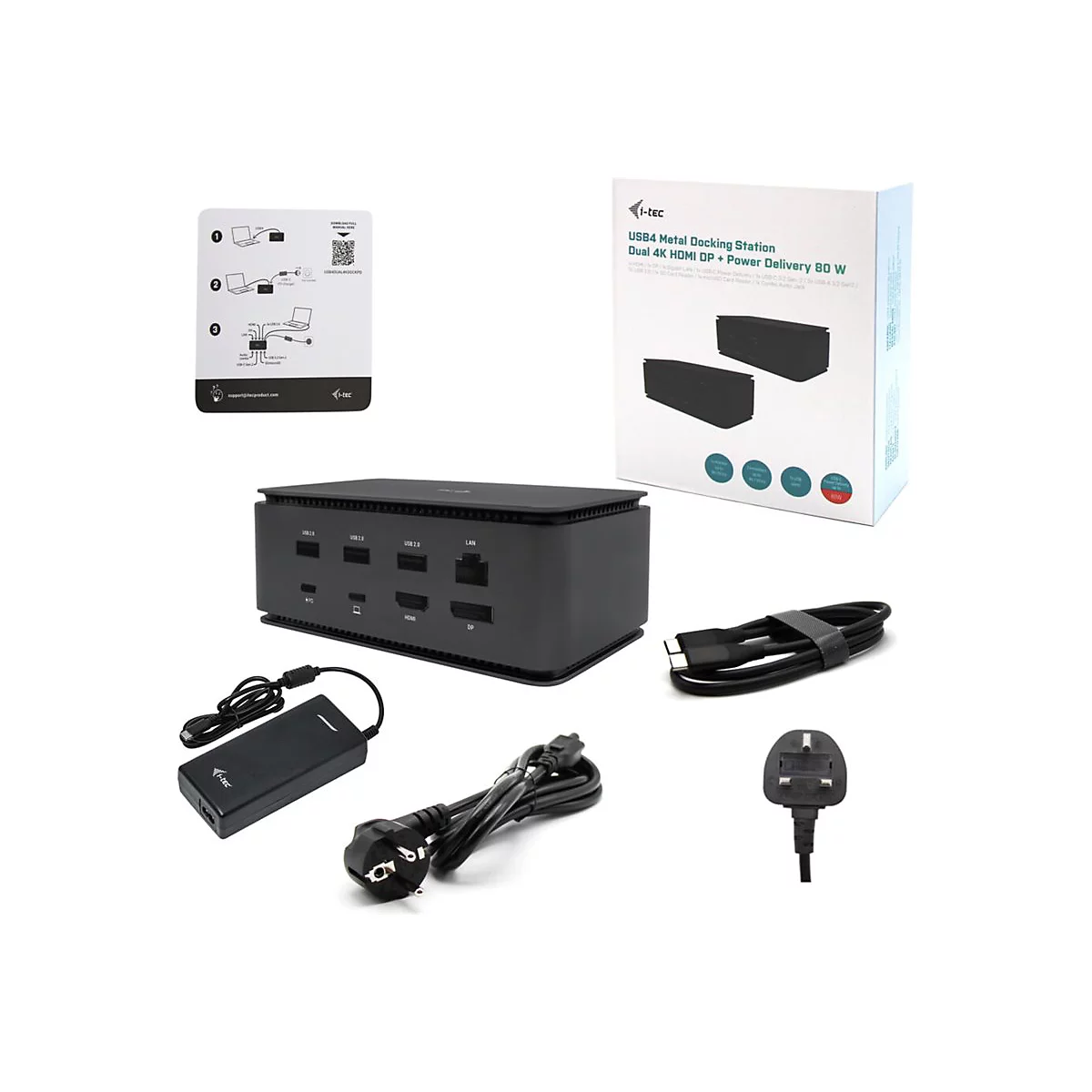 i-Tec - Dockingstation - USB4 / Thunderbolt 4 - HDMI, DP - 1GbE - 112 Watt