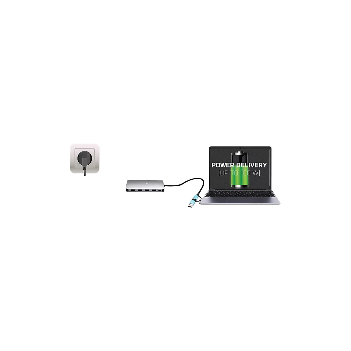 i-Tec Nano Dock - Dockingstation - USB 3.0 / USB4 / Thunderbolt 4 - VGA, 2 x HDMI - 1GbE - 100 Watt