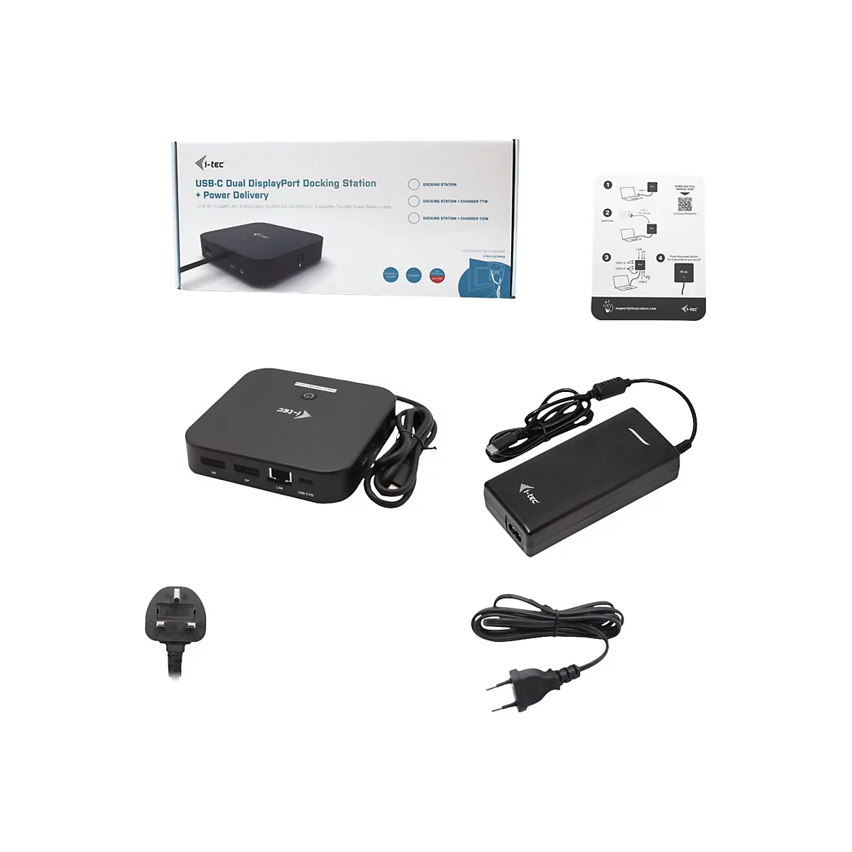 i-Tec USB-C Dual Display Docking Station with Power Delivery - Dockingstation - USB-C / Thunderbolt 3 - 2 x DP - 1GbE - 112 Watt