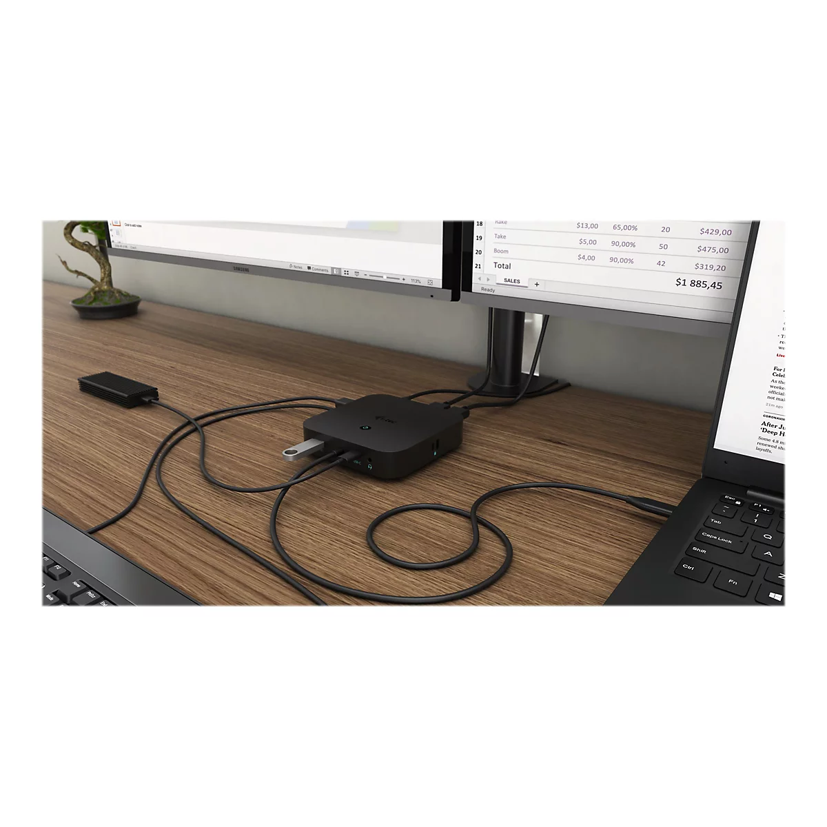 i-Tec USB-C Dual Display Docking Station with Power Delivery - Dockingstation - USB-C / Thunderbolt 3 - DP - 1GbE
