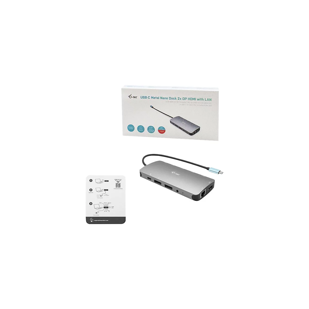 i-Tec USB-C Metal Nano 3x Display Docking Station + Power Delivery 100 W - Dockingstation - USB-C / Thunderbolt 3 - HDMI, 2 x DP - GigE