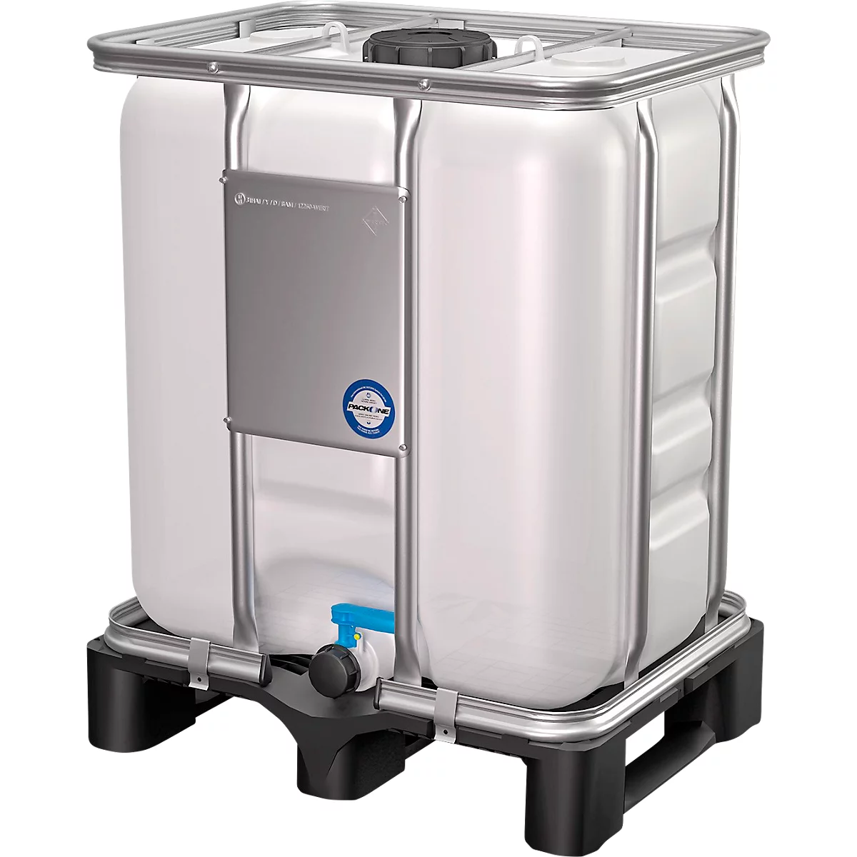 IBC Container, 300 Liter, säurebeständig, unterfahrbar, stapelbar, UN-Zulassung, HDPE, B 800 x T 600 x H 996 mm, natur